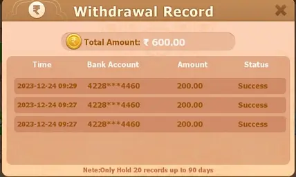 Teen Patti Ganesha App Withdraw Proof