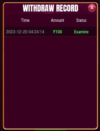 Teen Patti Poker App Withdraw Record