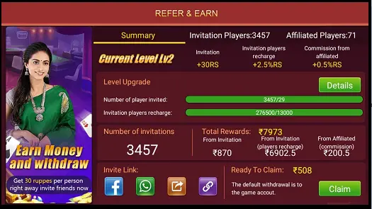 Teen Patti Royal Refer  Earn