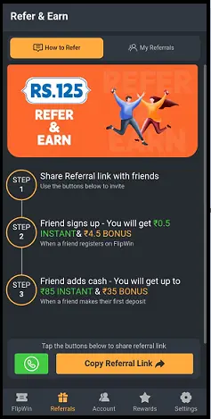 FlipWin App Refer  Earn