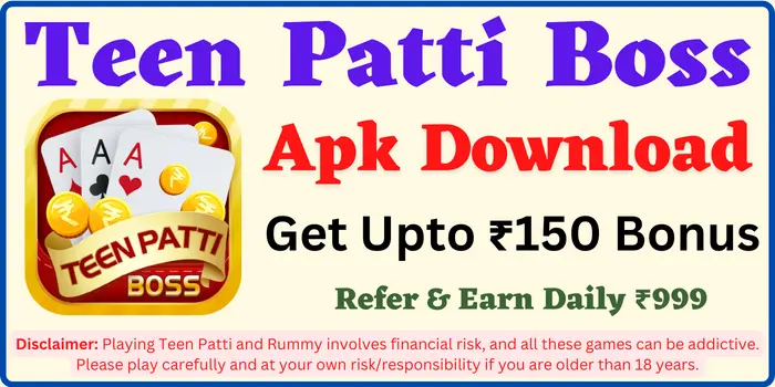 Teen Patti Boss Apk Download - Get ₹15 Bonus | Real Money Teen Patti App