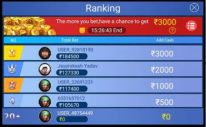 Teen Patti BoBo Daily Ranking Reward