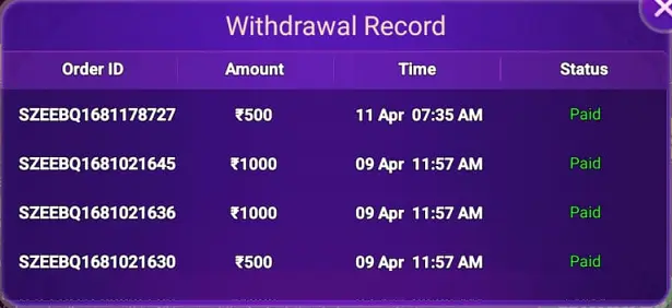 Rummy Elite App Withdraw Proof