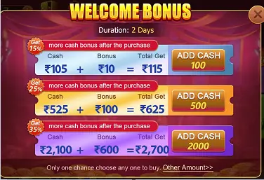 Teen Patti Club Welcome Bonus