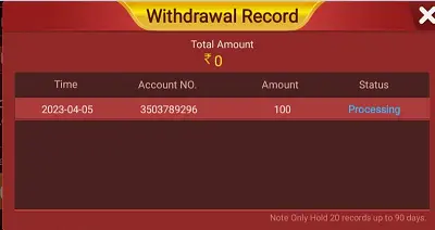 Teen Patti Run Withdraw Proof