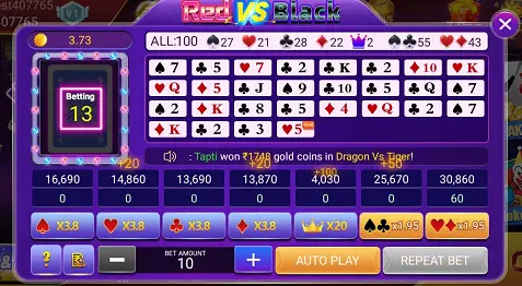 Red vs Black Game in Elves Teen Patti