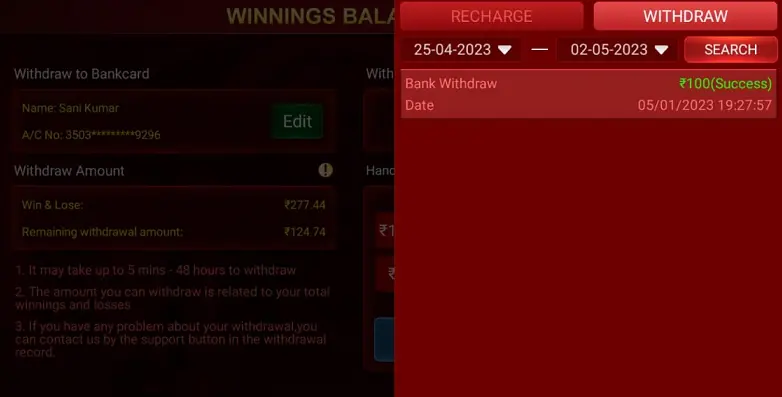 Teen Patti Blitz App Withdraw Proof