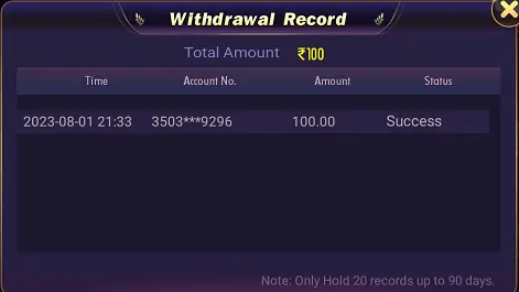 Rummy Sweet App Withdraw Proof