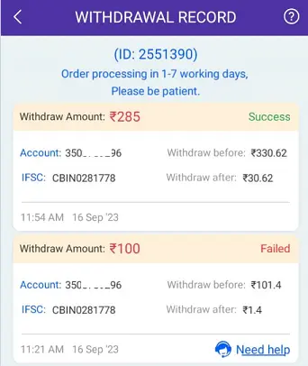 Sabka Game APK Payment Proof