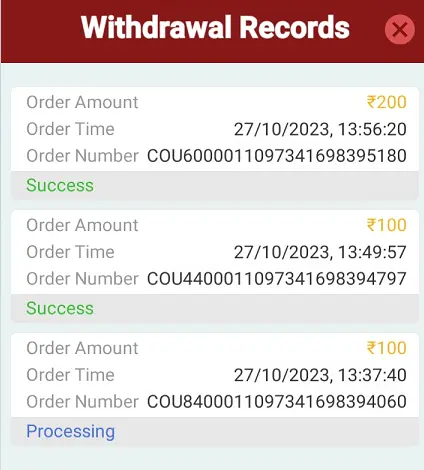 Rummy Bharat App Payment Proof