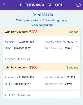 Rummy Guru App Withdraw Proof