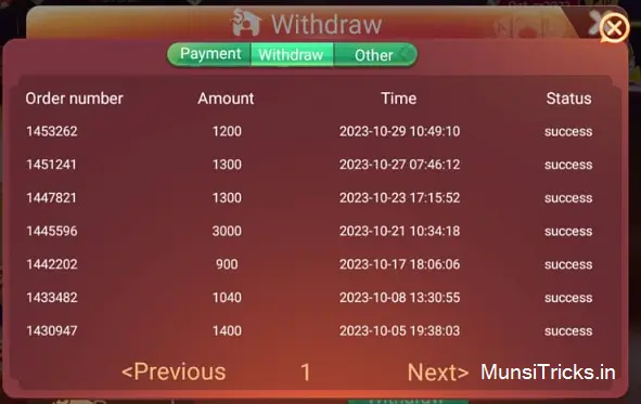 Rummy Ola App Withdraw Proof